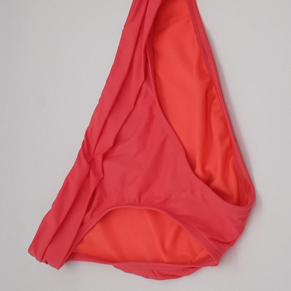 Kenneth Cole Reaction Shirred Waist Hipster Bikini Bottom Coral Orange XL